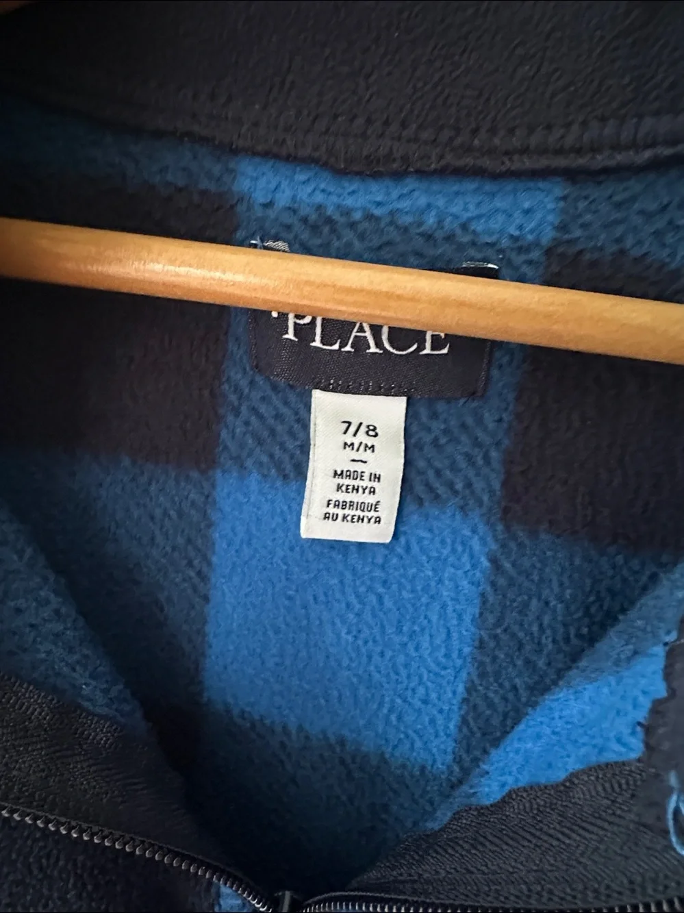 The Children's Place Blue Buffalo Plaid Half-Zip Fleece Pullover Boys Size 7/8